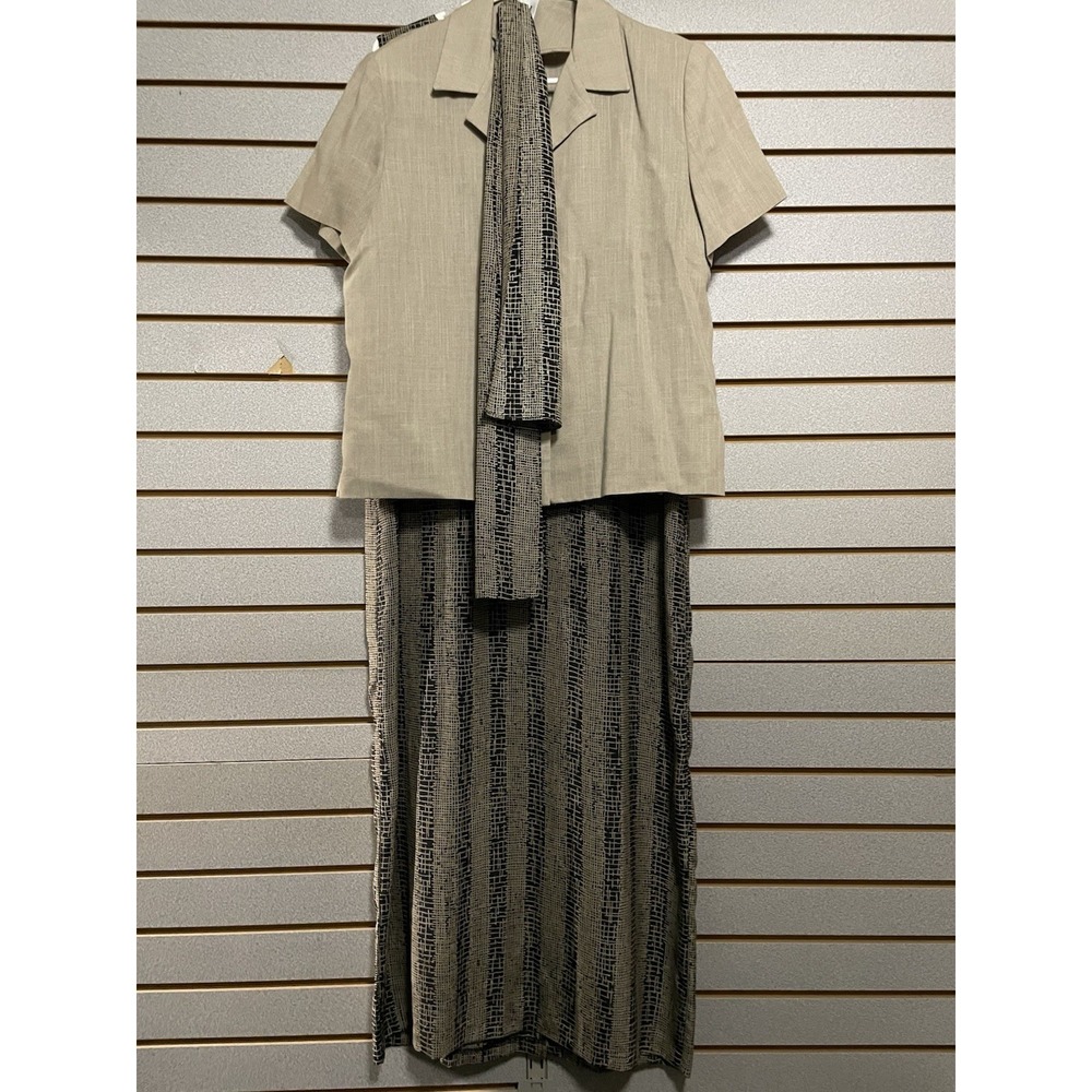 Leslie Fay Dresses Size 16 3 Piece Set. Dress Jacket / Blazer Scarf Business Cas